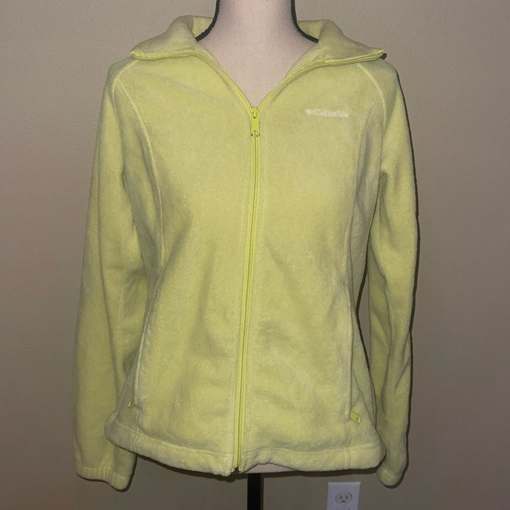 Columbia yellow zip up fleece jacket size medium - Picture 1 of 4